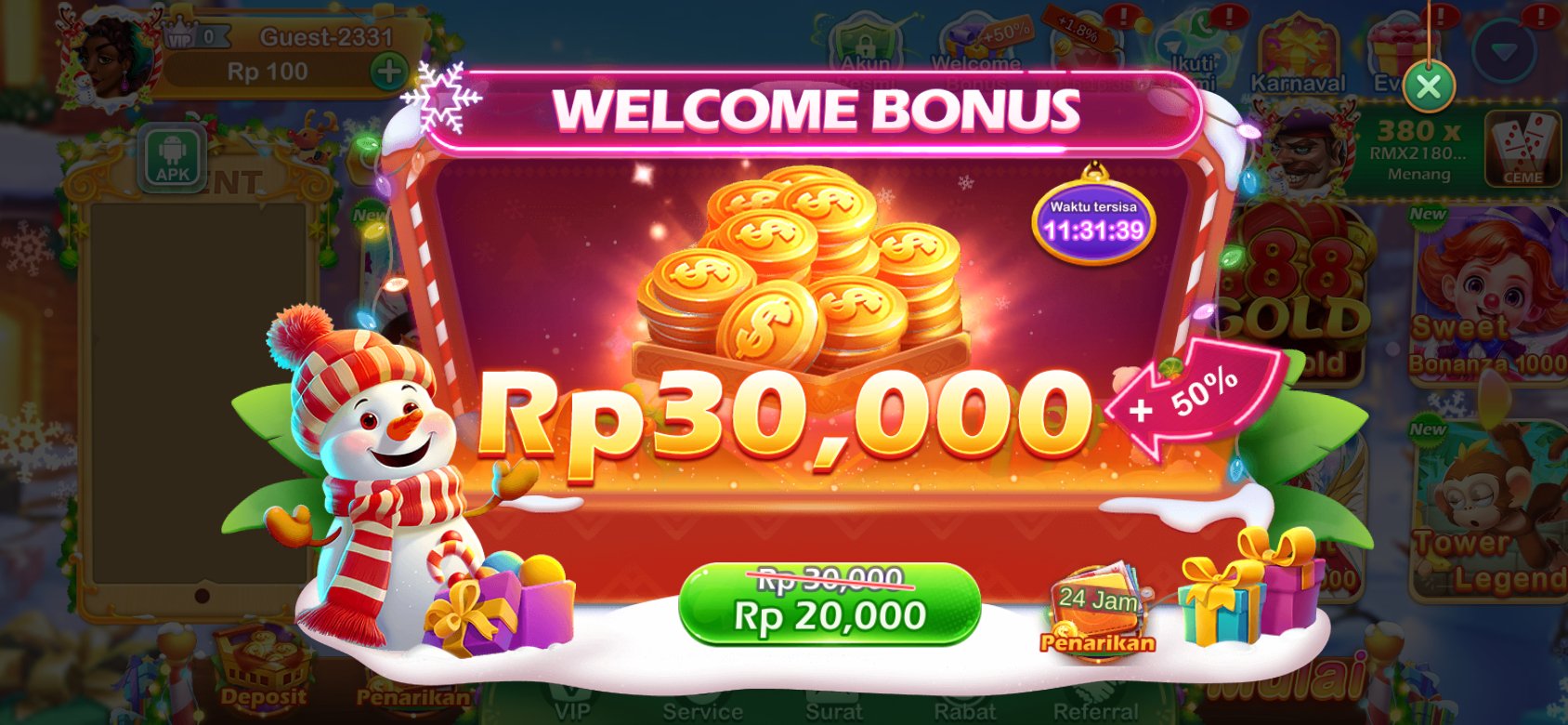 Bonus selamat datang K3K3 2 4 3294 R dengan diskon spesial untuk pengguna baru.