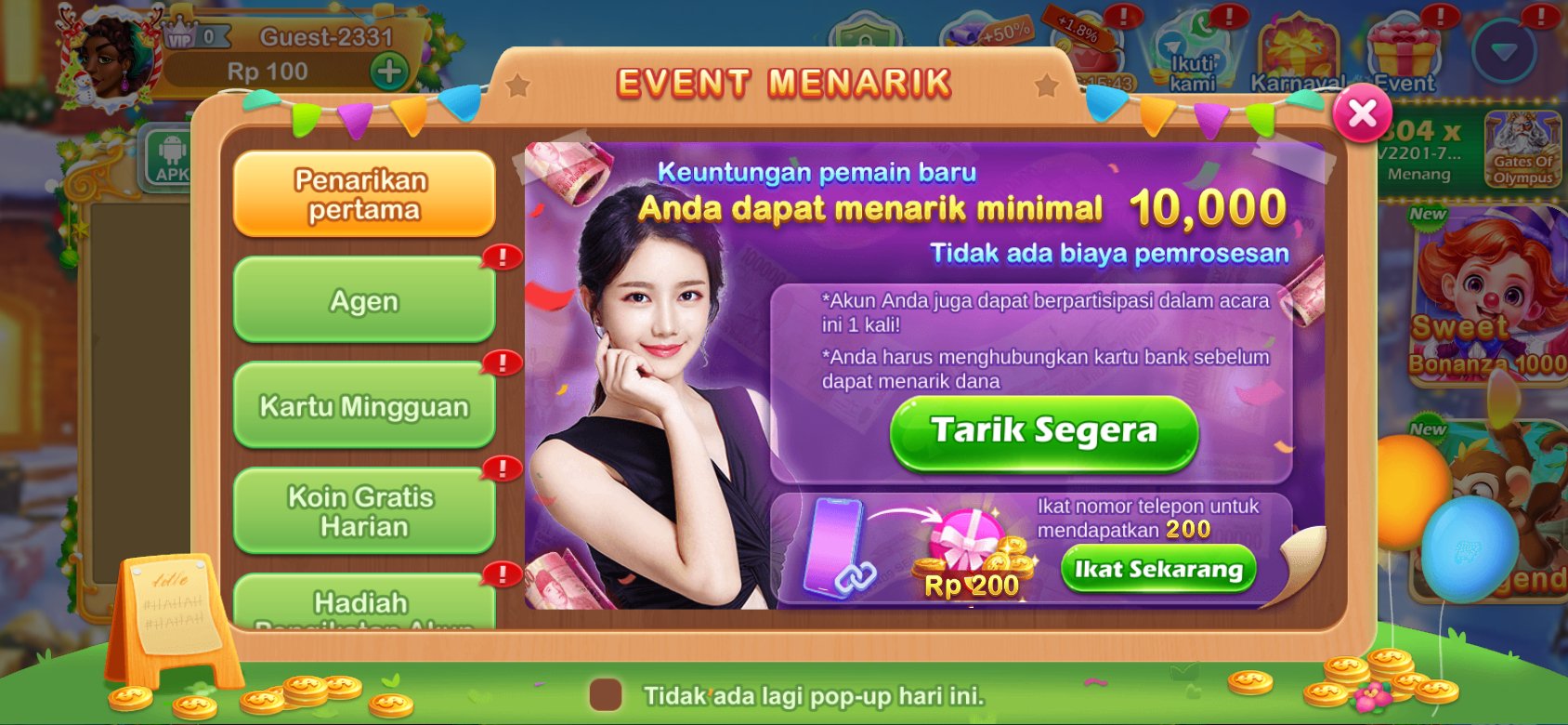 Penarikan cepat tanpa biaya di K3K3 2 4 3294 R untuk pemain baru.